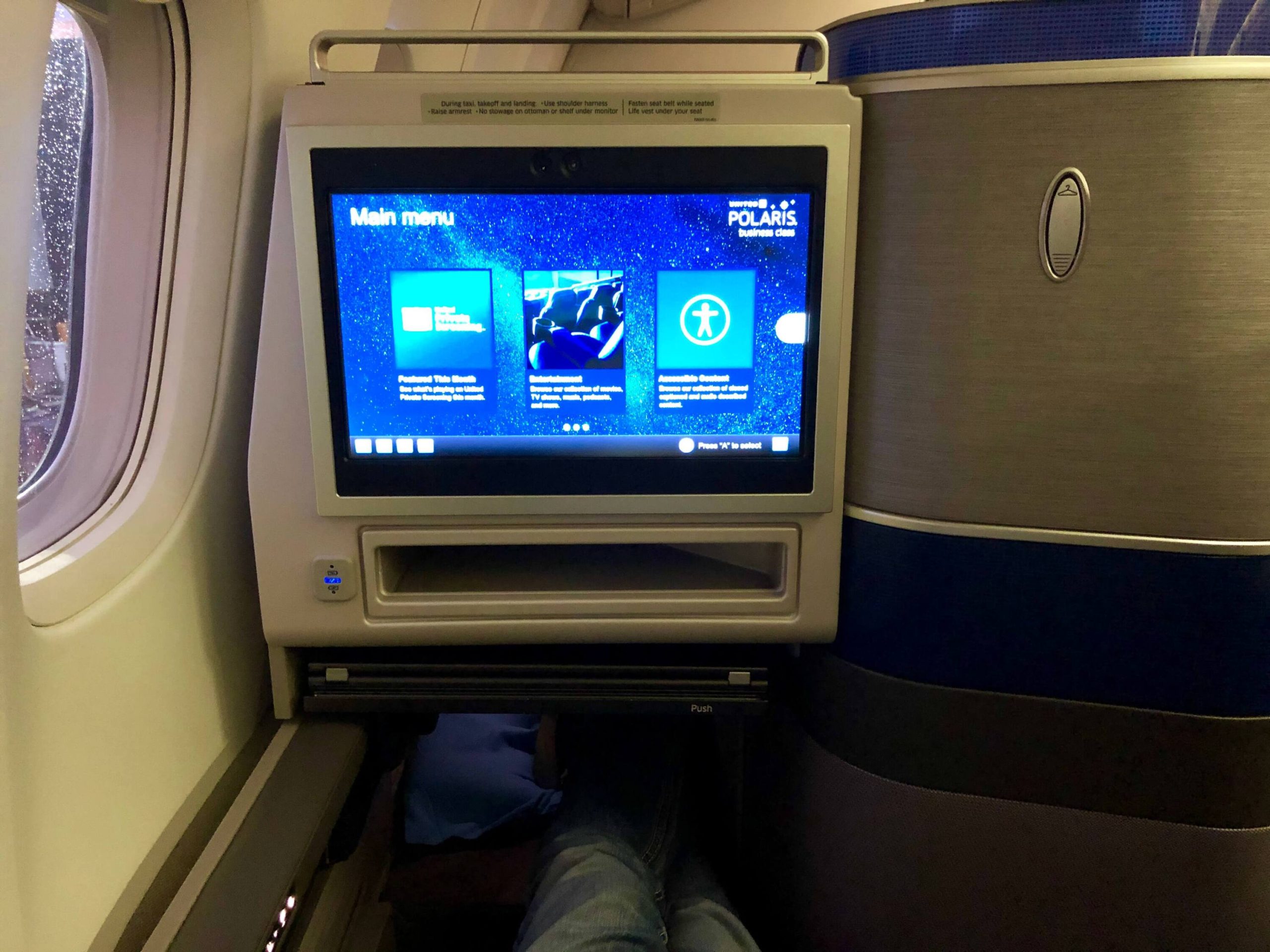 Polaris Business Class Boeing 767 In Flight Entertainment Upon Boarding