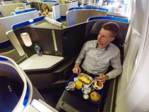 United Airlines, polaris, business class, boeing 767, review, breakfast