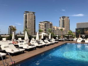 hilton, diagonal mar, barcelona, pool area