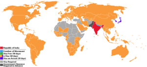 E-visa, Egypt, countries map