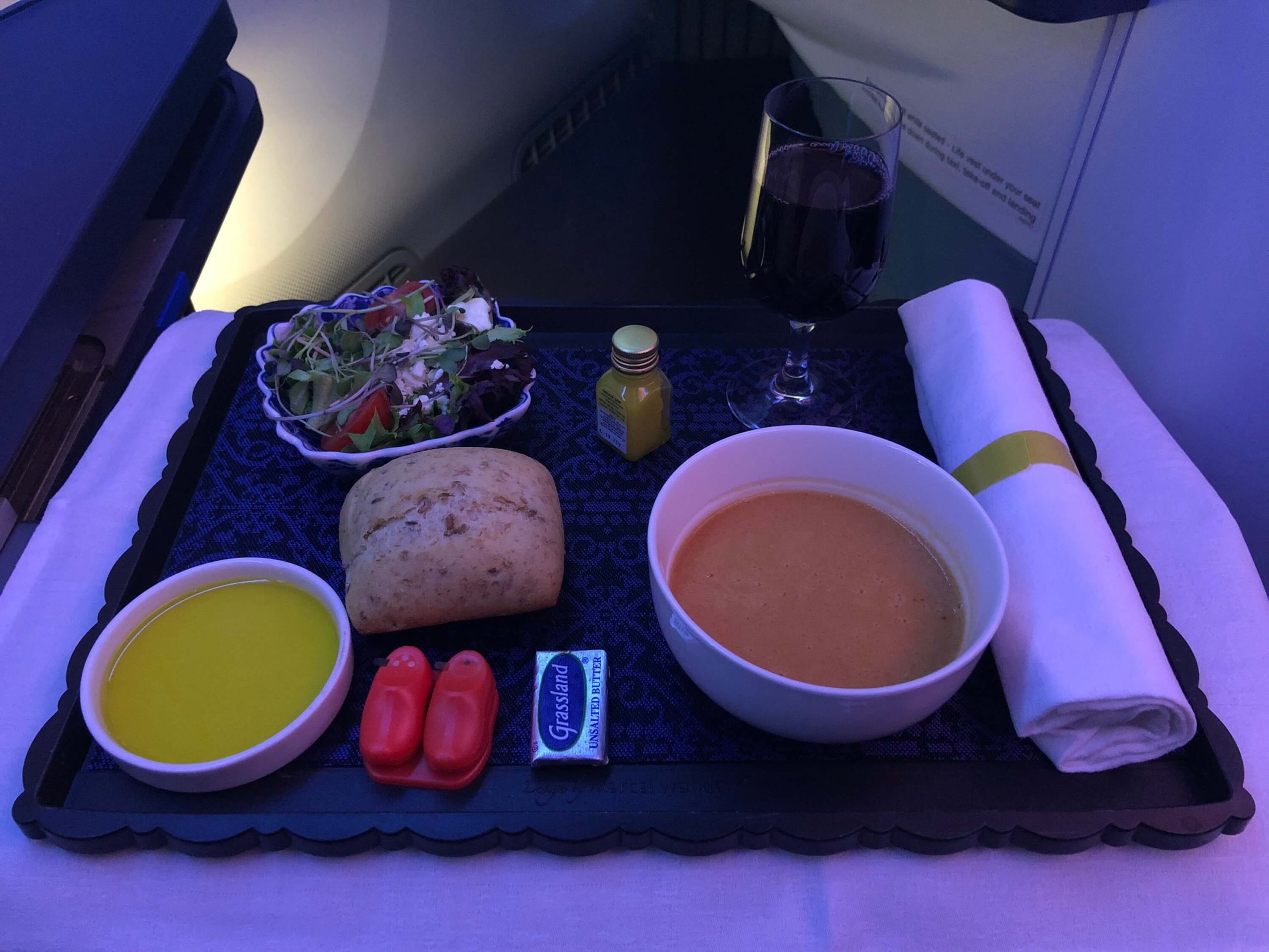 KLM, World Business Class, Dreamliner, Soup