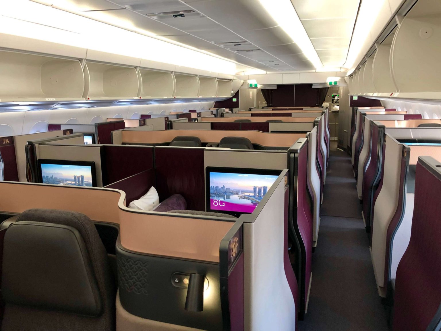 Review: Qatar Airways A350-1000 Qsuites Business Class | Upon Boarding