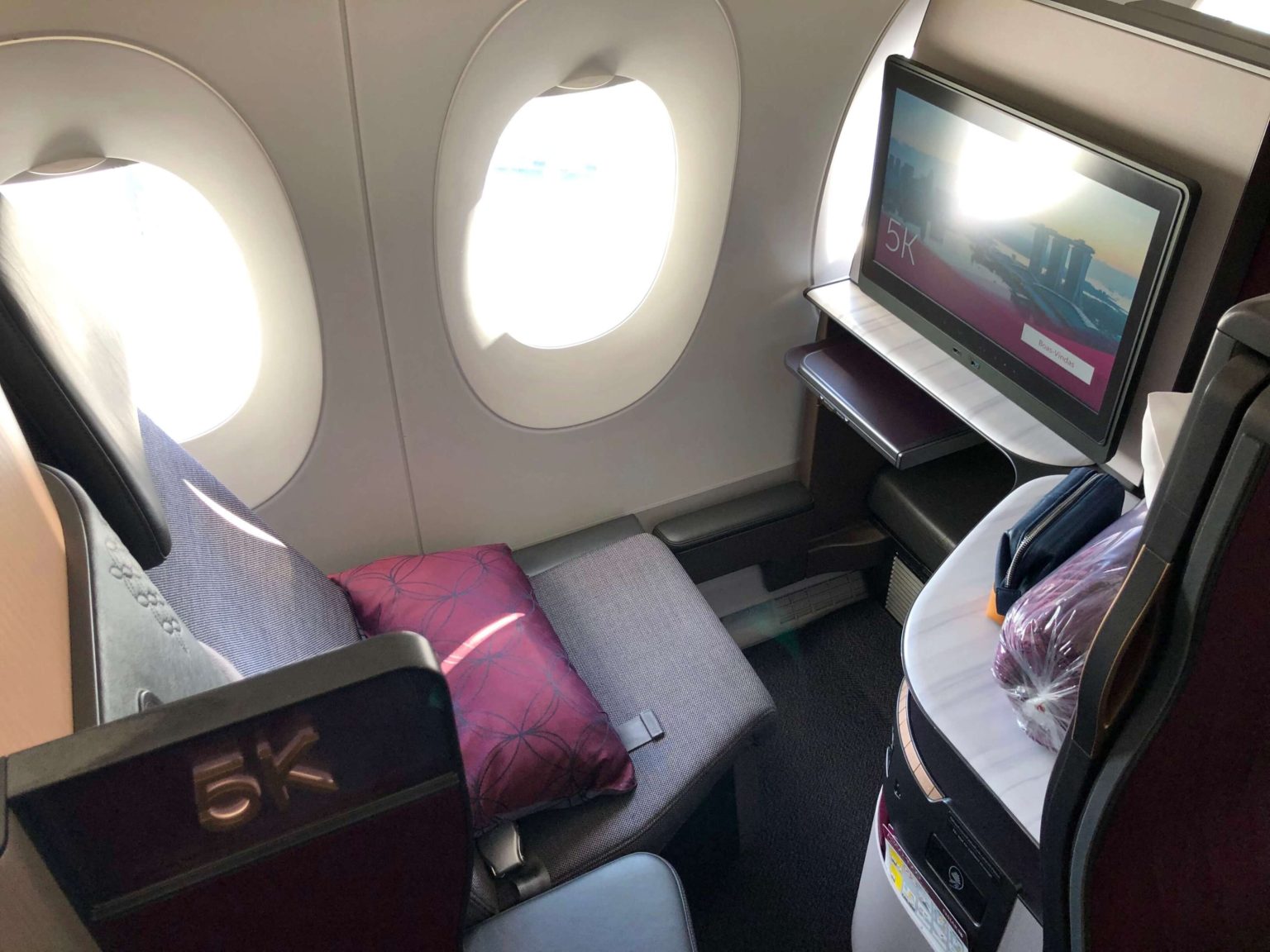 Review: Qatar Airways A350-1000 Qsuites Business Class | Upon Boarding