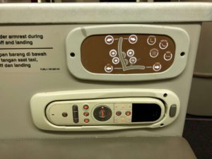 Garuda Indonesia Boeing 777 Business Class Seat Controls