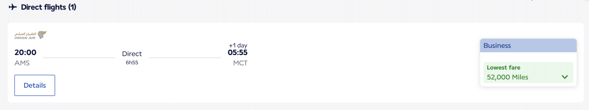 Oman Air Flying Blue miles bangkok