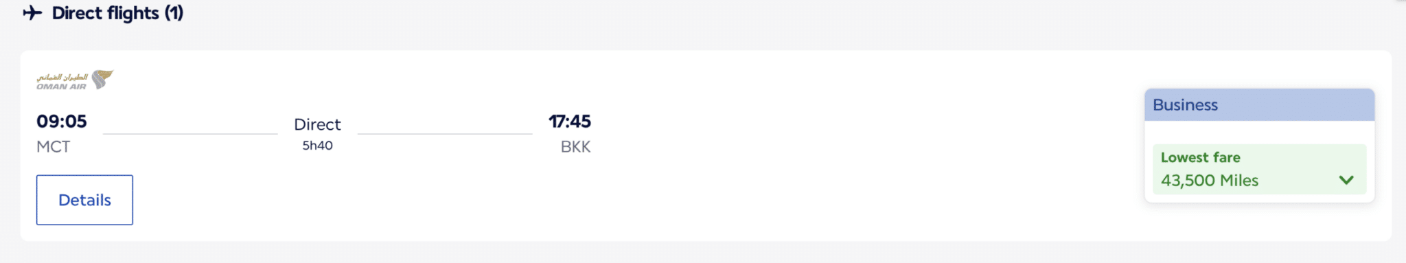 Oman Air Flying Blue miles bangkok